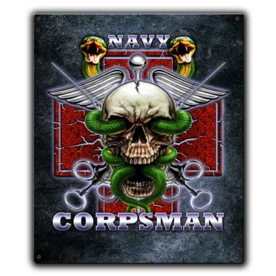 Corpsman Navy Veteran Custom Vintage 12 x 15 inch Sign